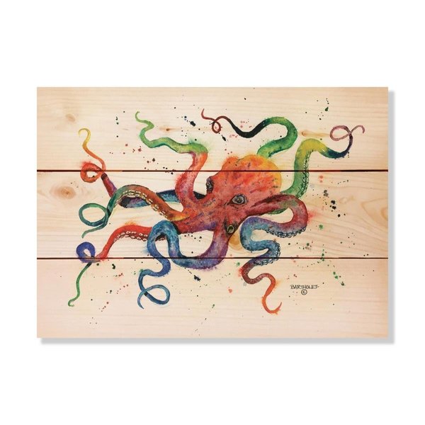 Wile E. Wood 15 x 11 in. Bartholets Rainbow Octopus Wood Art DBROC-1511